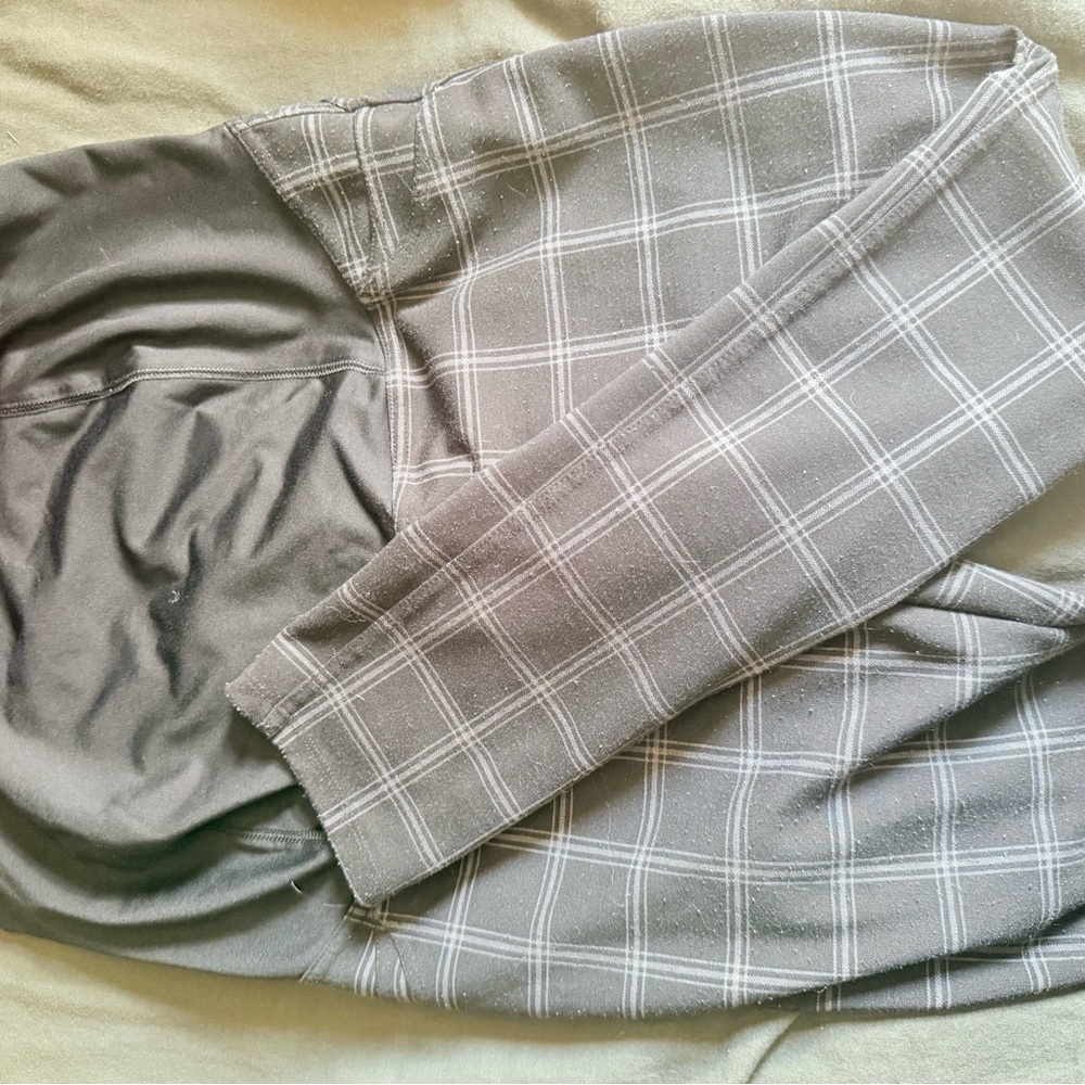 Gray Plaid maternity plaid business casual leggings